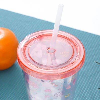 Gambar Krishome Botol Minum Tumbler Plastik Dengan Sedotan Koala 450 ml - Pink