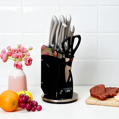 Gambar Cooking Color Leta Pisau Dapur Dengan Blok Penyimpanan Set 7 pcs