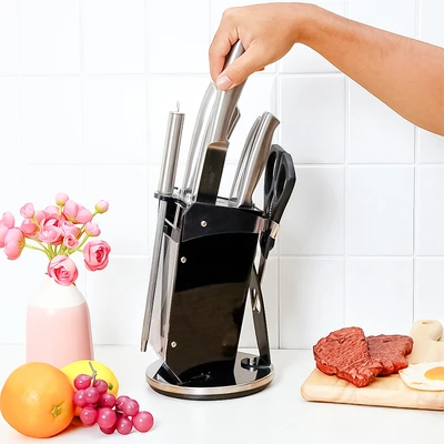 Gambar Cooking Color Leta Pisau Dapur Dengan Blok Penyimpanan Set 7 pcs