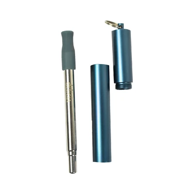 Gambar Delicia Sedotan & Sikat Extendable Stainless Steel Dengan Tempat - Biru
