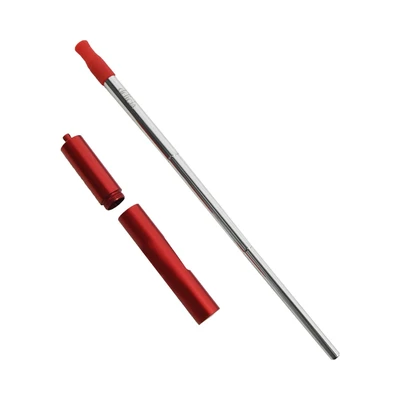 Gambar Delicia Sedotan & Sikat Extendable Stainless Steel Dengan Tempat - Merah