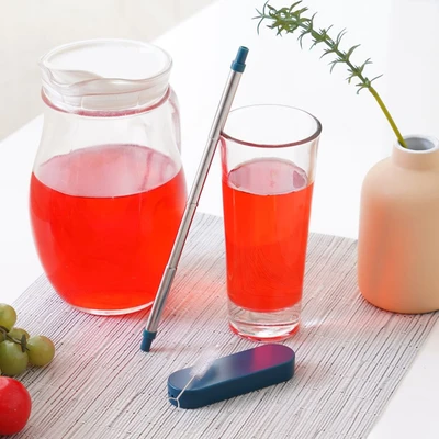 Gambar Delicia Set Sedotan Portable & Sikat Stainless Steel Dengan Kotak - Merah
