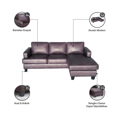 Gambar Informa Louise Sofa Sudut Fabric - Cokelat Tua