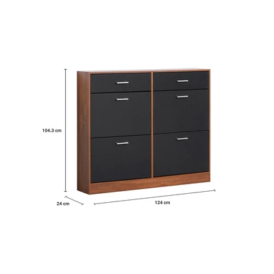 Gambar Informa Thomas Kabinet Sepatu 4 Tingkat Dengan 2 Laci - Cokelat Walnut
