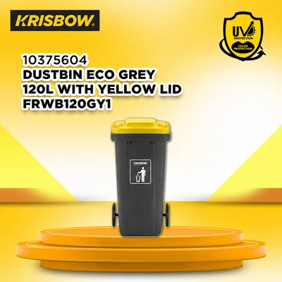 Gambar Krisbow New Eco Tempat Sampah Tutup Angkat Plastik Dengan Roda 120 Liter - Abu-Abu