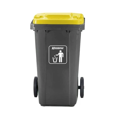 Gambar Krisbow New Eco Tempat Sampah Tutup Angkat Plastik Dengan Roda 240 Liter - Abu-Abu