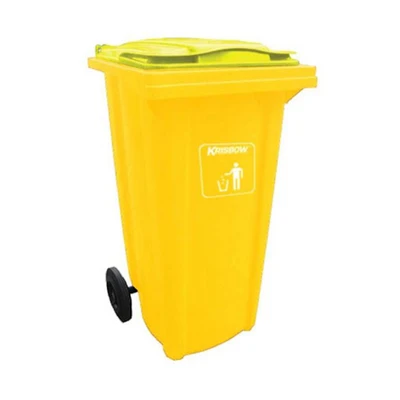 Gambar Krisbow New Eco Tempat Sampah Tutup Angkat Plastik Dengan Roda 240 Liter - Kuning