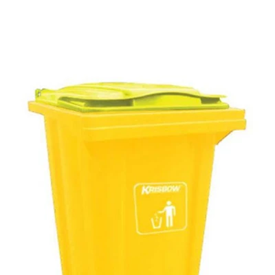 Gambar Krisbow New Eco Tempat Sampah Tutup Angkat Plastik Dengan Roda 240 Liter - Kuning