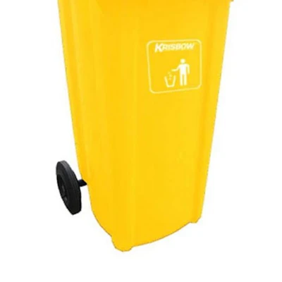 Gambar Krisbow New Eco Tempat Sampah Tutup Angkat Plastik Dengan Roda 240 Liter - Kuning