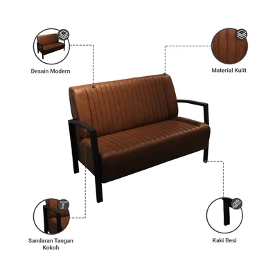 Gambar Informa Eden Kursi Berlengan 2 Seater - Cokelat