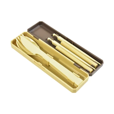 Gambar Kokubo Go Out Alat Makan Set 4 pcs - Cokelat/Hijau Olive