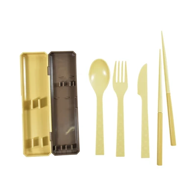 Gambar Kokubo Go Out Alat Makan Set 4 pcs - Cokelat/Hijau Olive
