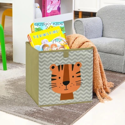 Gambar Informa Kotak Penyimpanan Lipat Motif Tiger 29x23x29 cm - Cokelat
