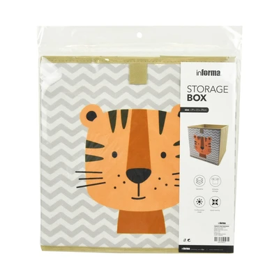 Gambar Informa Kotak Penyimpanan Lipat Motif Tiger 29x23x29 cm - Cokelat