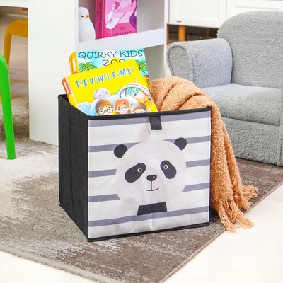 Gambar Informa Kotak Penyimpanan Lipat Motif Panda 29x23x29 cm - Hitam