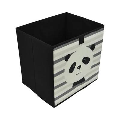 Gambar Informa Kotak Penyimpanan Lipat Motif Panda 29x23x29 cm - Hitam