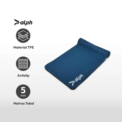 Gambar Alph Matras Yoga Tpe Single Layer Pattern Weave - Biru