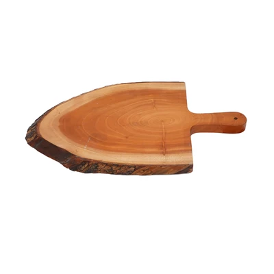 Gambar Pendopo Talenan Kayu Oval Dengan Paddle 46x27x2 cm - Cokelat