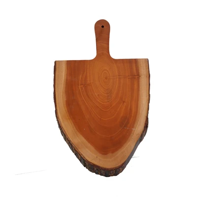 Gambar Pendopo Talenan Kayu Oval Dengan Paddle 46x27x2 cm - Cokelat