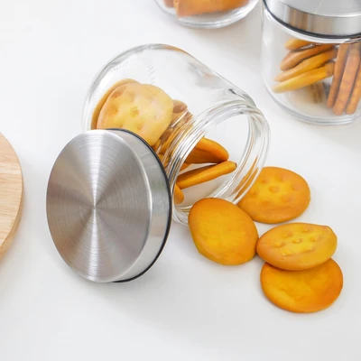 Gambar Elemental Kitchen Shera Stoples Kaca 350 ml Set 3 pcs - Silver