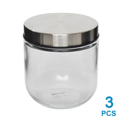 Gambar Elemental Kitchen Shera Stoples Kaca 350 ml Set 3 pcs - Silver