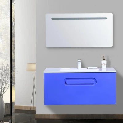 Gambar Home Galleria Oceana Set Kabinet Kamar Mandi Dengan Cermin - Biru