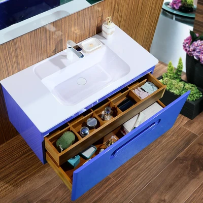 Gambar Home Galleria Oceana Set Kabinet Kamar Mandi Dengan Cermin - Biru