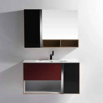 Gambar Home Galleria Oska Set Kabinet Kamar Mandi - Hitam/Merah