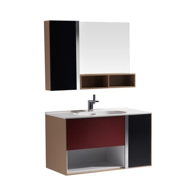 Gambar Home Galleria Oska Set Kabinet Kamar Mandi - Hitam/Merah