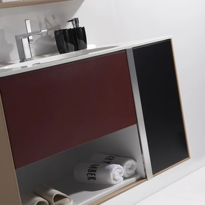 Gambar Home Galleria Oska Set Kabinet Kamar Mandi - Hitam/Merah