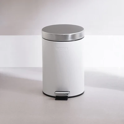 Gambar Krisbow Tempat Sampah Pedal Stainless Steel Round 3 Liter - Putih