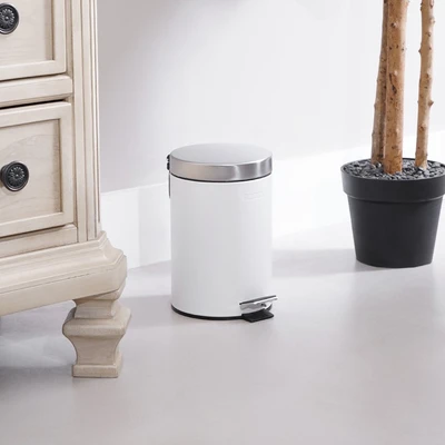Gambar Krisbow Tempat Sampah Pedal Stainless Steel Round 3 Liter - Putih