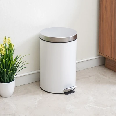 Gambar Krisbow Tempat Sampah Pedal Stainless Steel Round 12 Liter V1 - Putih