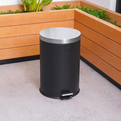 Gambar Krisbow Tempat Sampah Pedal Stainless Steel Round 20 Liter V1 - Hitam