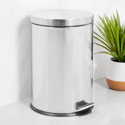 Gambar Krisbow Tempat Sampah Pedal Stainless Steel Round 20 Liter - Silver Mirror