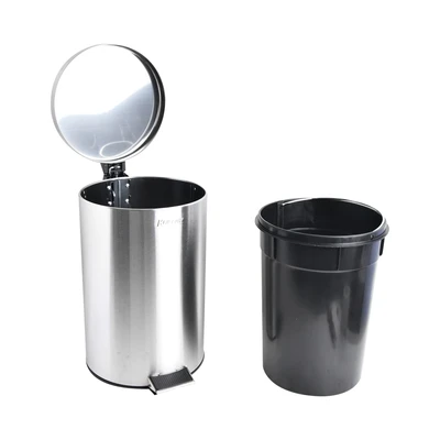 Gambar Krisbow Tempat Sampah Pedal Stainless Steel Round 12 Liter - Silver Satin