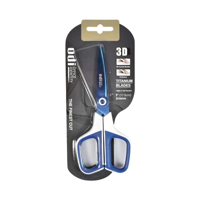 Gambar Odi 17.5 Cm Gunting 3d Curved Blade Titanium - Putih/biru