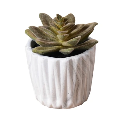 Gambar Arthome Tanaman Artifisial Succulent Maria Dengan Pot Marble 8x8x12 cm - Hijau
