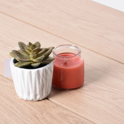 Gambar Arthome Tanaman Artifisial Succulent Maria Dengan Pot Marble 8x8x12 cm - Hijau