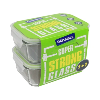 Gambar Glasslock Set 2 Pcs Special Wadah Makanan Rectangle - Hijau Muda