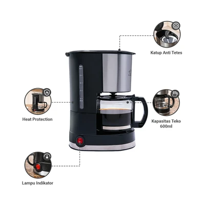 Gambar Kels Madison Coffee Maker 600 ml 600 Watt - Hitam