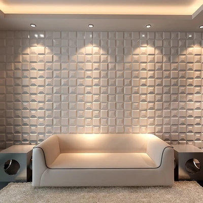 Gambar Arthome Wallpaper 3D Soft Leather Matrix  - Putih