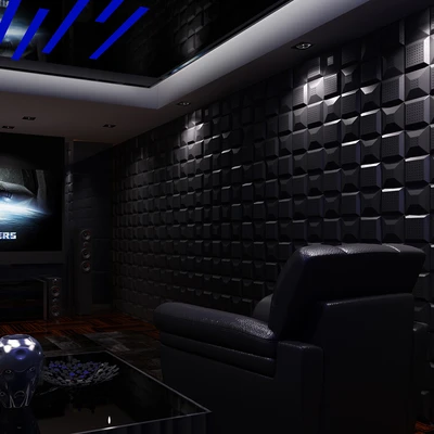 Gambar Arthome Wallpaper 3D Soft Leather Matrix  - Hitam