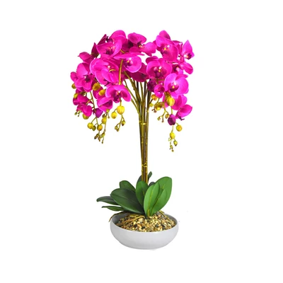 Gambar Arthome Bunga Artifisial Orchid Violacea Dengan Pot 20x20x73 cm - Ungu