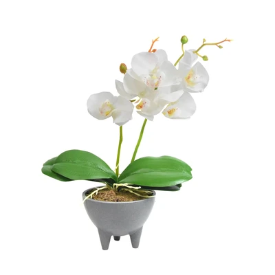 Gambar Arthome Bunga Artifisial Orchid Caluna Dengan Pot 10x10x32.5 cm - Putih