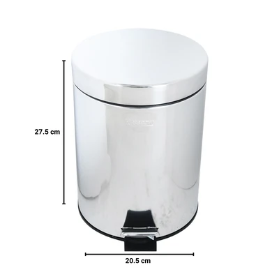 Gambar Krisbow Tempat Sampah Pedal Stainless Steel Round 5 Liter - Silver Mirror