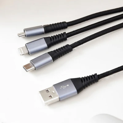 Gambar Ataru Kabel Charger USB 3-in-1 - Abu-Abu