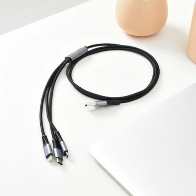 Gambar Ataru Kabel Charger USB 3-in-1 - Abu-Abu