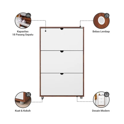 Gambar Informa Manolo Kabinet Sepatu 3 Tingkat - Cokelat