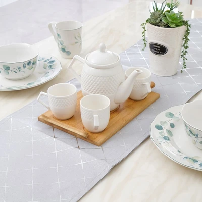 Gambar Informa Table Runner Polyester Foil Print 063 33x180 cm - Abu-Abu